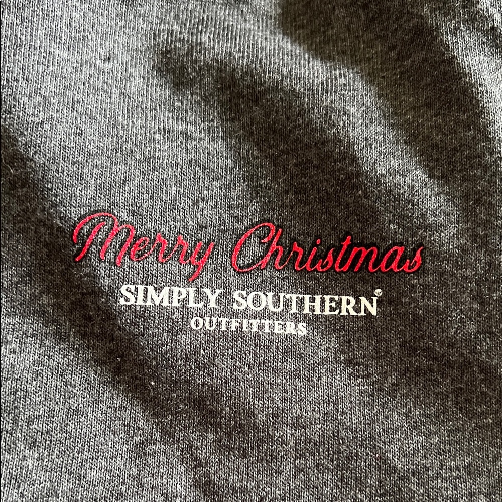Simply Southern Black Tee with Festive Dog and Lights - Picture 3 of 6